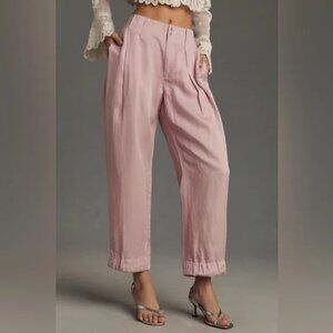 Anthropologie Pink High-Waisted Trousers